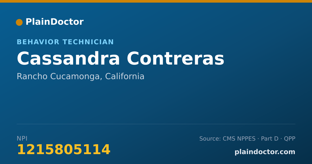 Shareable card for Cassandra Contreras - Behavior Technician, Rancho Cucamonga, CA