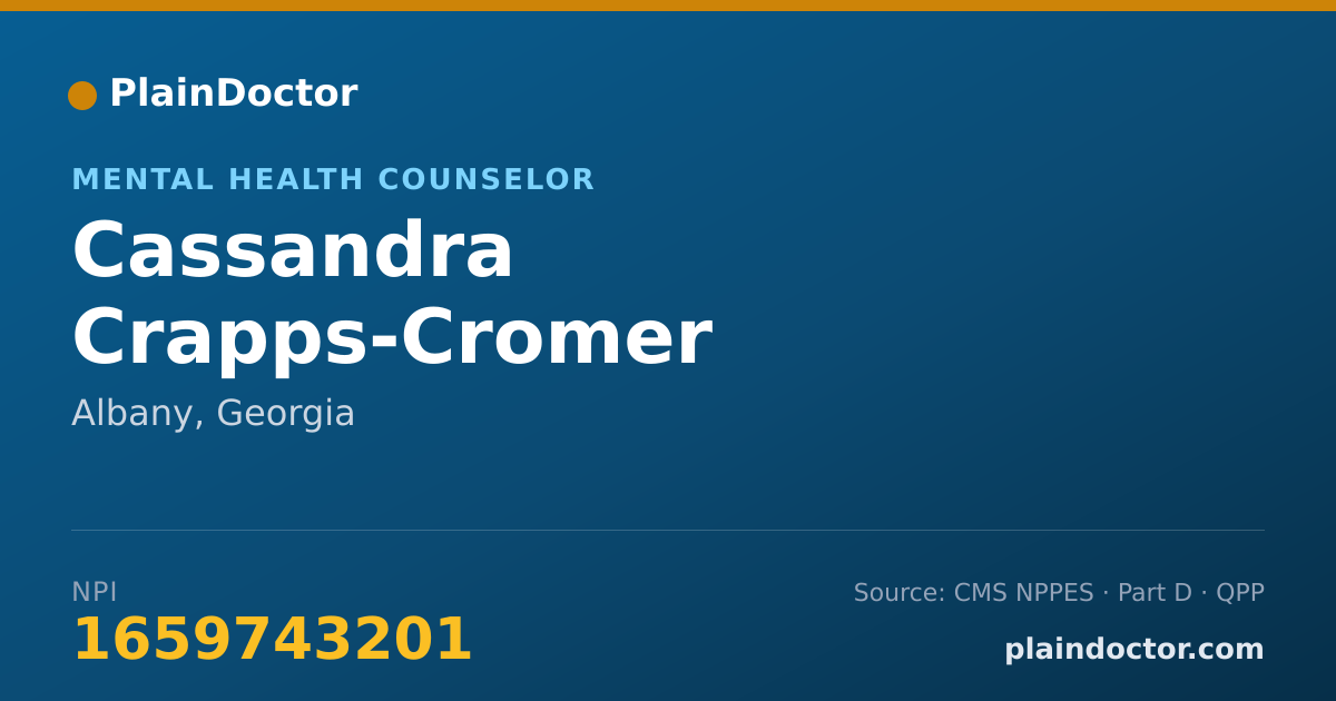Shareable card for Cassandra Crapps-Cromer - Mental Health Counselor, Albany, GA