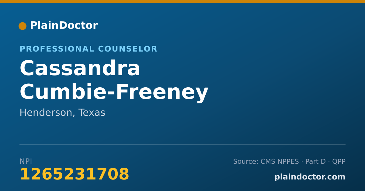 Shareable card for Cassandra Cumbie-Freeney - Professional Counselor, Henderson, TX