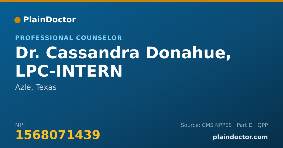 Shareable card for Cassandra Donahue, LPC-INTERN - Professional Counselor, Azle, TX