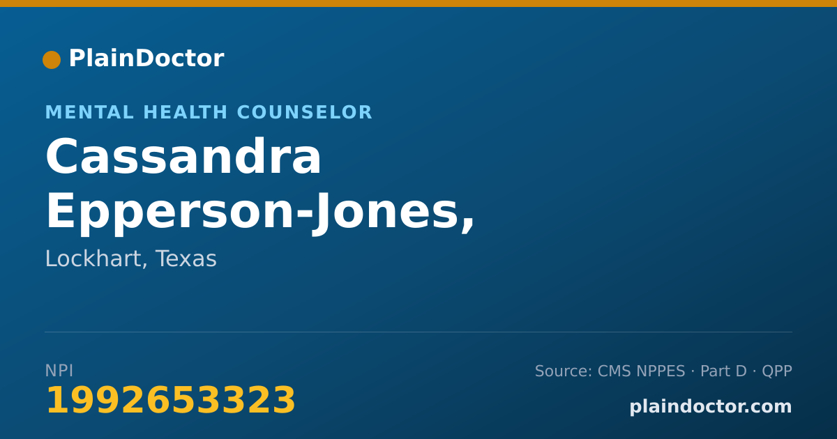Shareable card for Cassandra Epperson-Jones, LPC-ASSOCIATE - Mental Health Counselor, Lockhart, TX