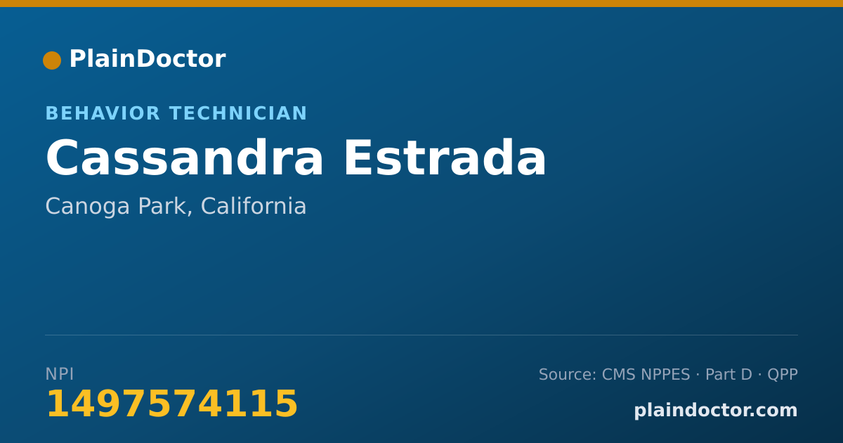 Shareable card for Cassandra Estrada - Behavior Technician, Canoga Park, CA