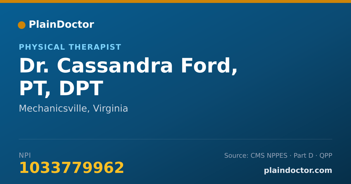 Shareable card for Cassandra Ford, PT, DPT - Physical Therapist, Mechanicsville, VA