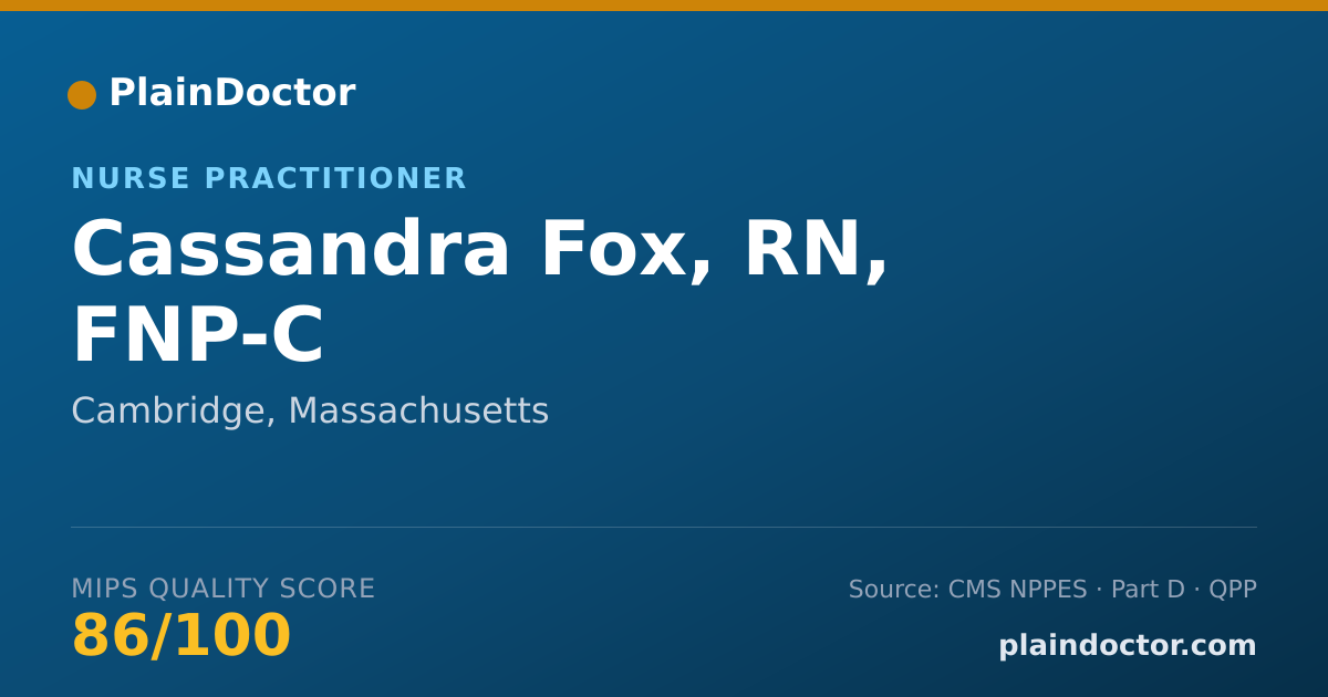 Shareable card for Cassandra Fox, RN, FNP-C - Registered Nurse, Cambridge, MA