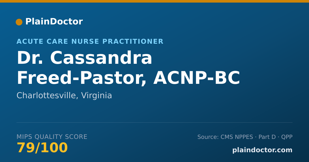 Shareable card for Cassandra Freed-Pastor, ACNP-BC - Acute Care Nurse Practitioner, Charlottesville, VA