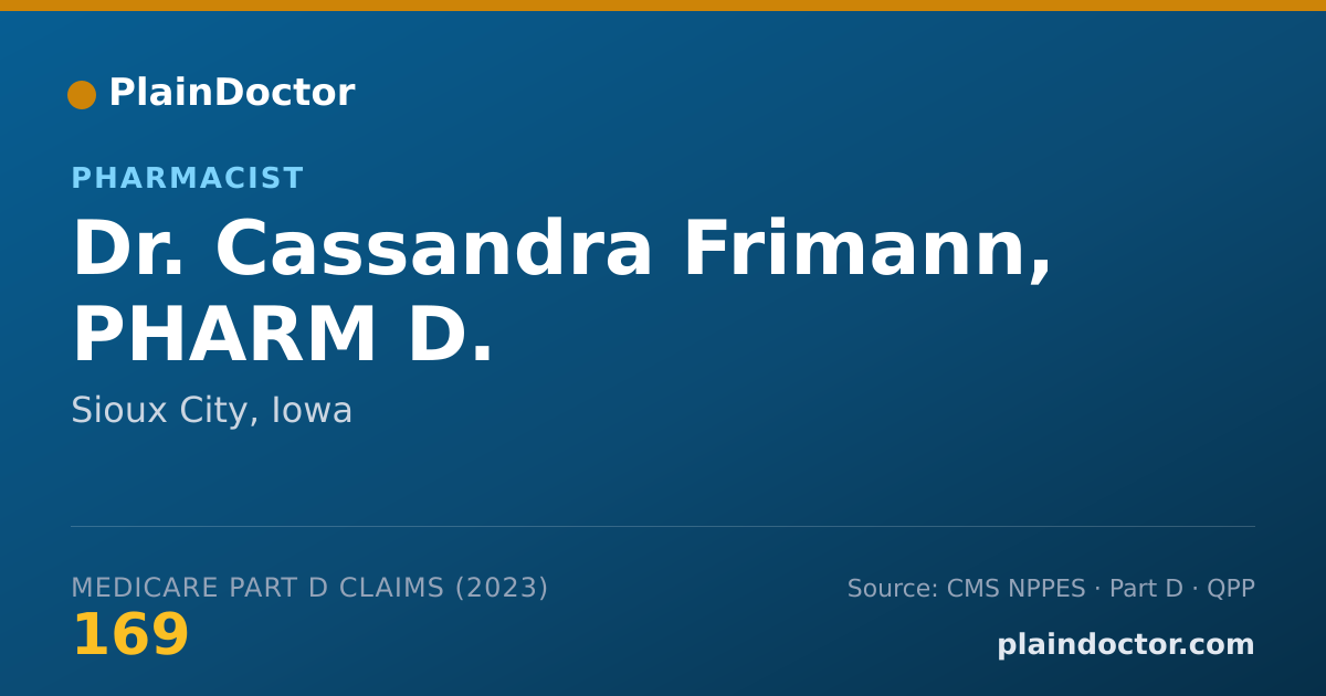Shareable card for Cassandra Frimann, PHARM D. - Pharmacist, Sioux City, IA