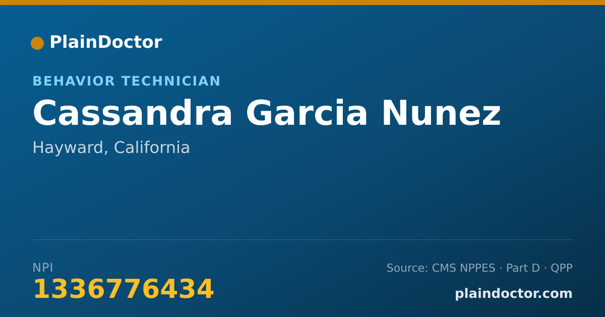 Shareable card for Cassandra Garcia Nunez - Behavior Technician, Hayward, CA