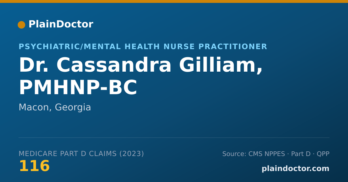 Shareable card for Cassandra Gilliam, PMHNP-BC - Psychiatric/Mental Health Nurse Practitioner, Macon, GA