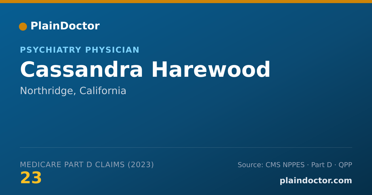 Shareable card for Cassandra Harewood - Psychiatry Physician, Northridge, CA