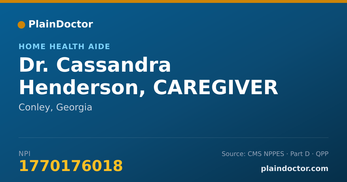 Shareable card for Cassandra Henderson, CAREGIVER - Home Health Aide, Conley, GA