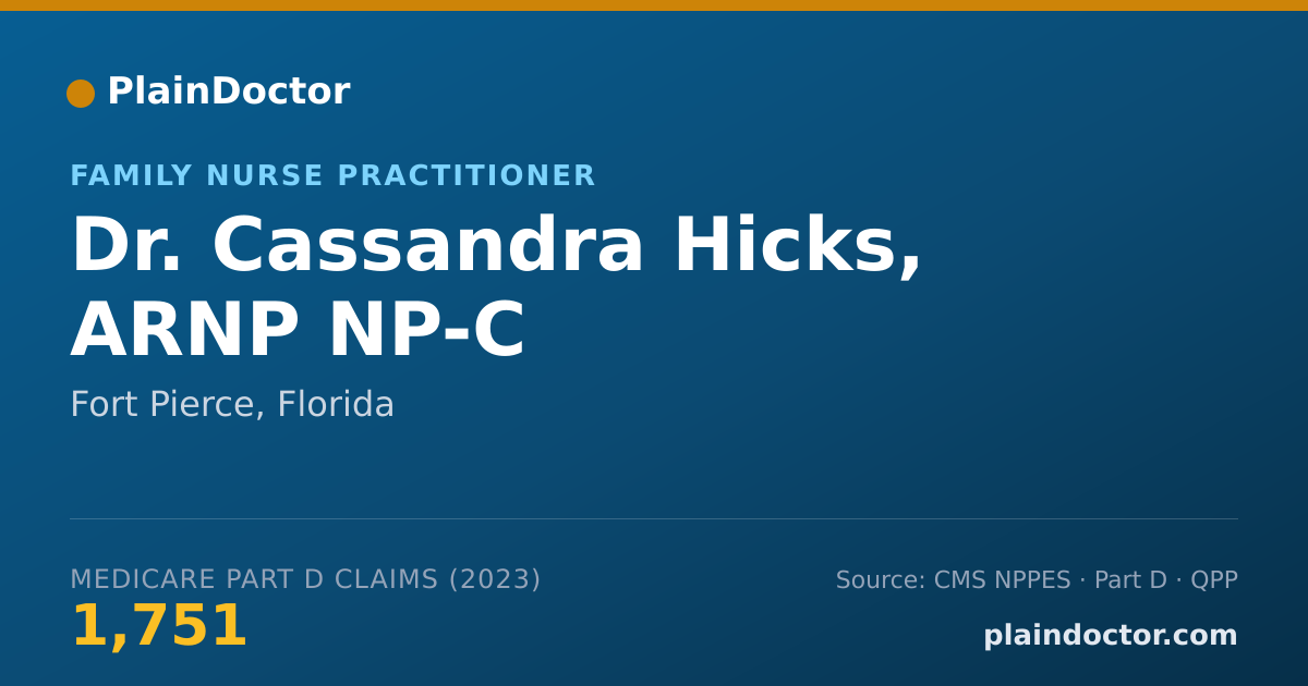 Shareable card for Cassandra Hicks, ARNP NP-C - Family Nurse Practitioner, Fort Pierce, FL