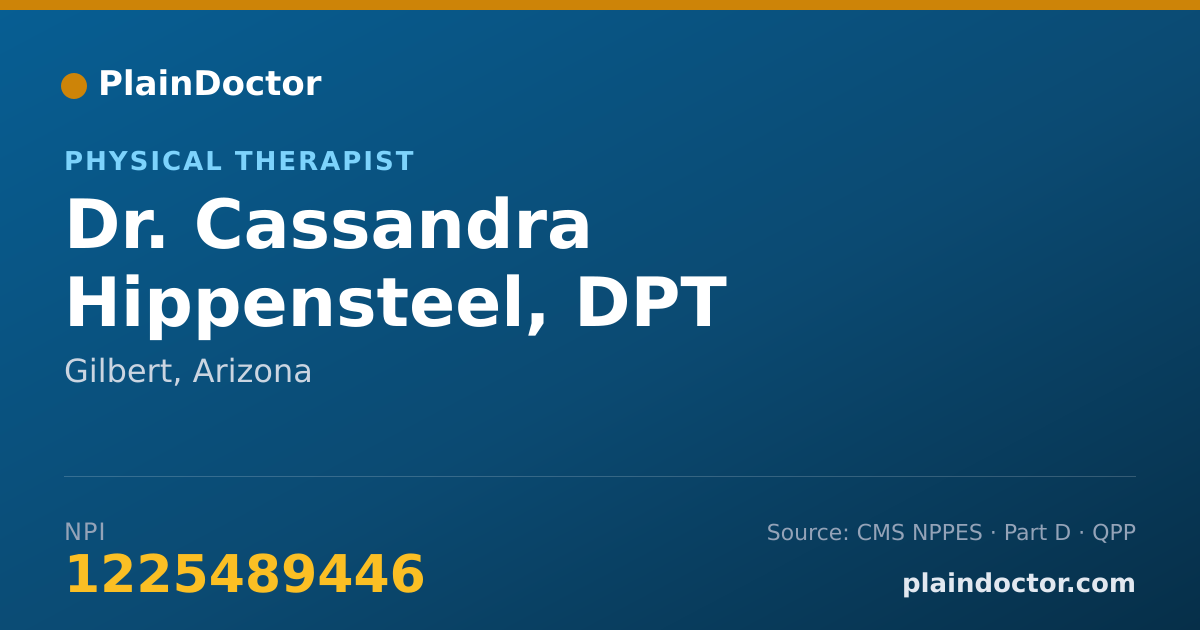Shareable card for Cassandra Hippensteel, DPT - Physical Therapist, Gilbert, AZ