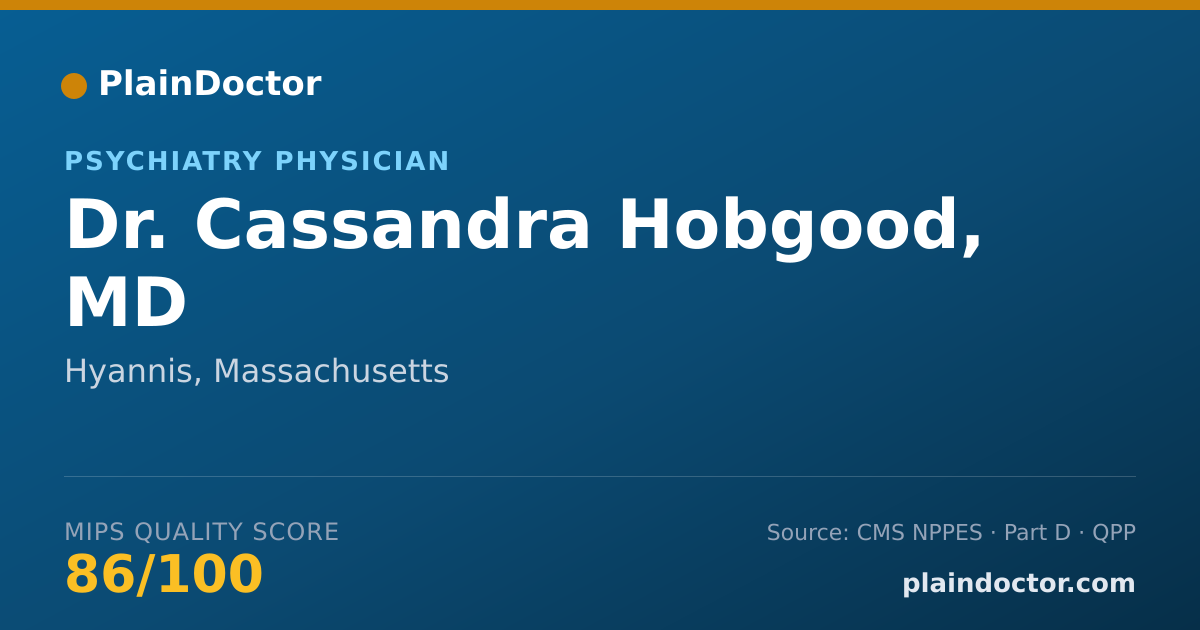 Shareable card for Cassandra Hobgood, MD - Psychiatry Physician, Hyannis, MA