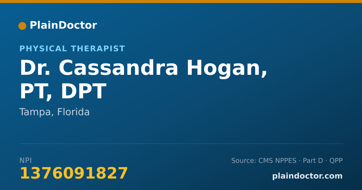 Shareable card for Cassandra Hogan, PT, DPT - Physical Therapist, Tampa, FL