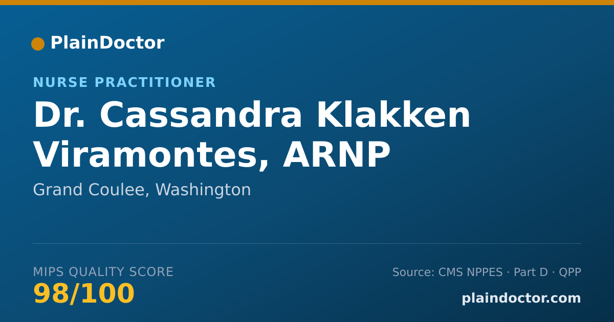 Shareable card for Cassandra Klakken Viramontes, ARNP - Nurse Practitioner, Grand Coulee, WA