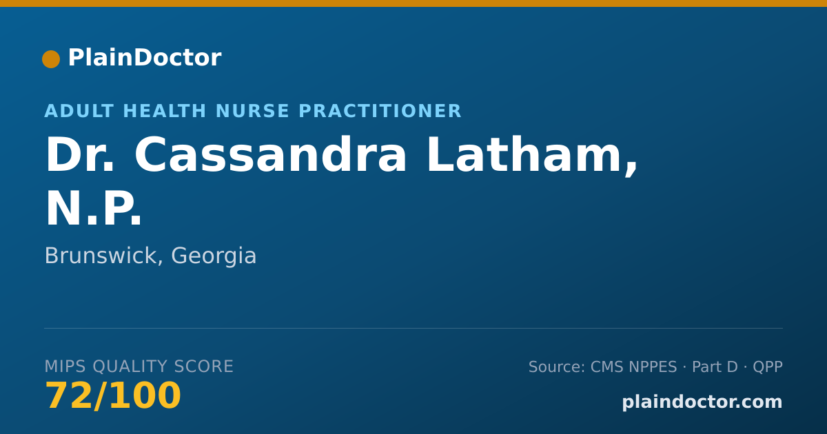 Shareable card for Cassandra Latham, N.P. - Adult Health Nurse Practitioner, Brunswick, GA
