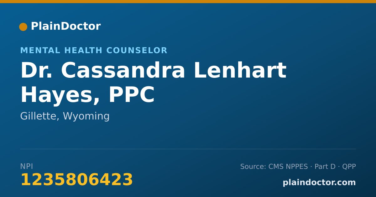 Shareable card for Cassandra Lenhart Hayes, PPC - Mental Health Counselor, Gillette, WY