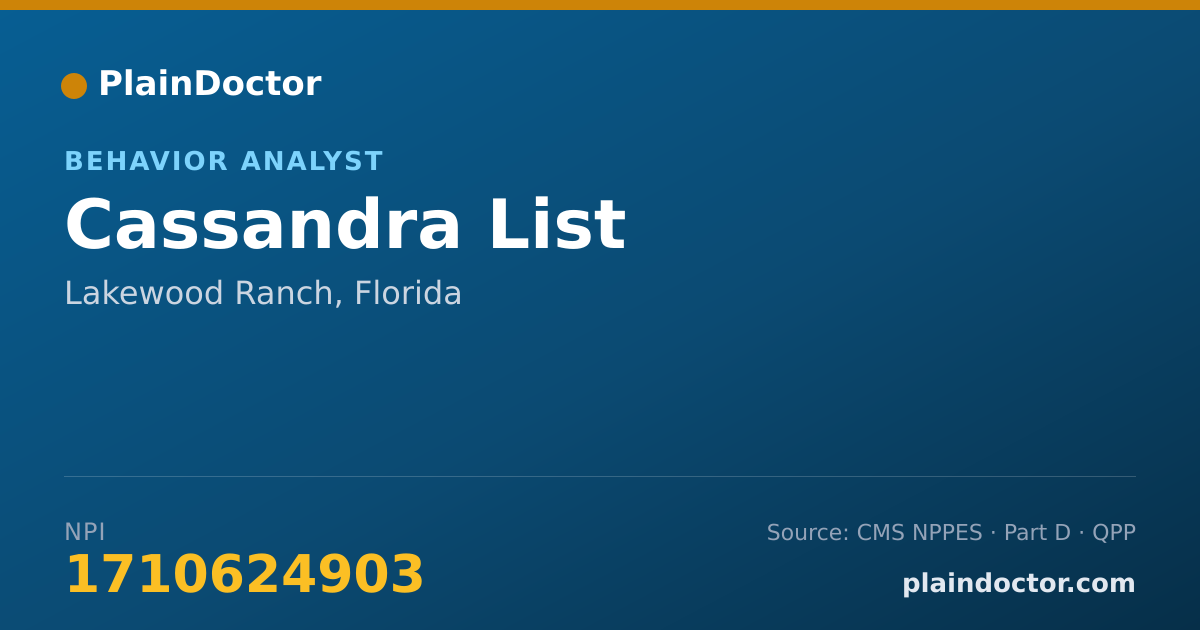 Shareable card for Cassandra List - Behavior Analyst, Lakewood Ranch, FL