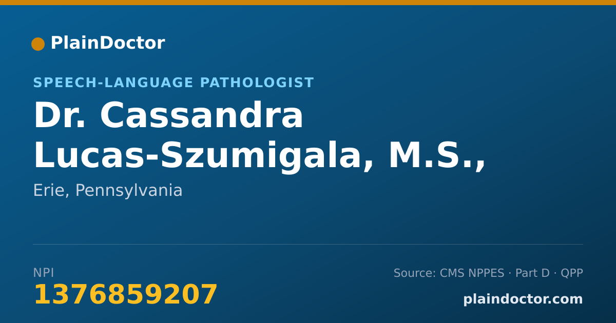 Shareable card for Cassandra Lucas-Szumigala, M.S., CCC-SLP - Speech-Language Pathologist, Erie, PA