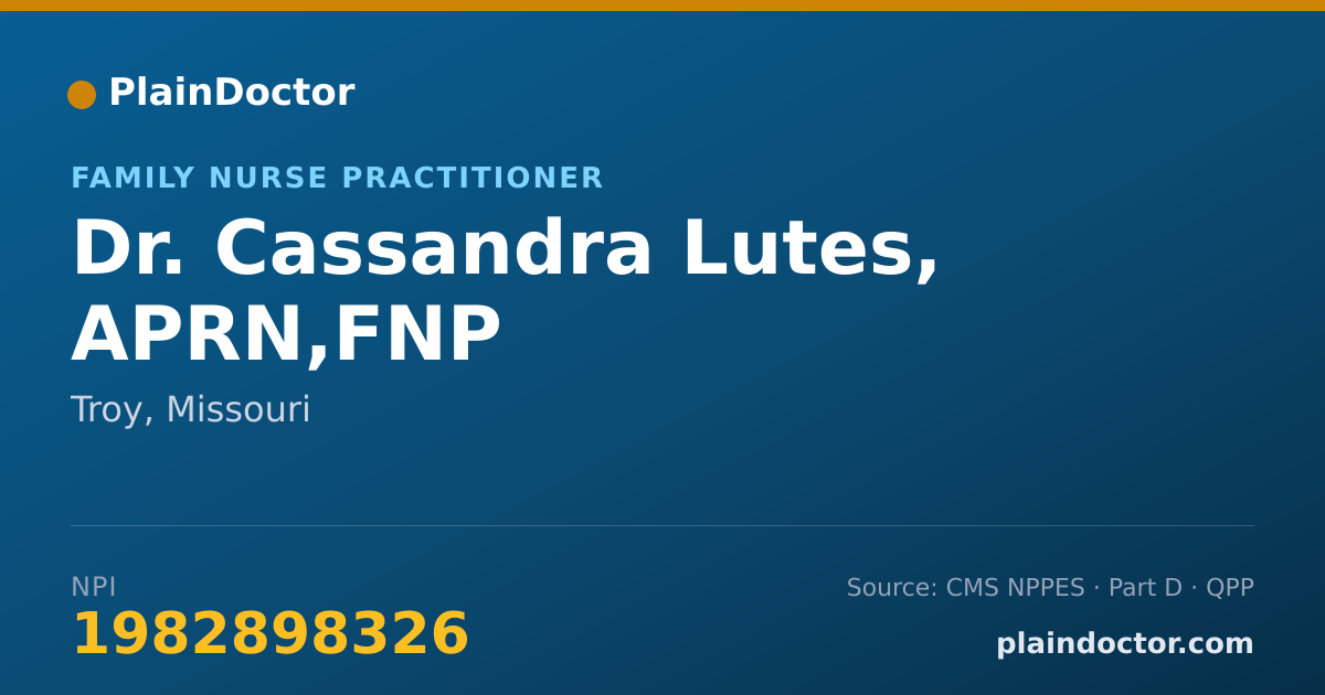 Shareable card for Cassandra Lutes, APRN,FNP - Family Nurse Practitioner, Troy, MO