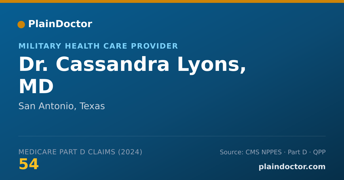 Shareable card for Cassandra Lyons, MD - Military Health Care Provider, San Antonio, TX
