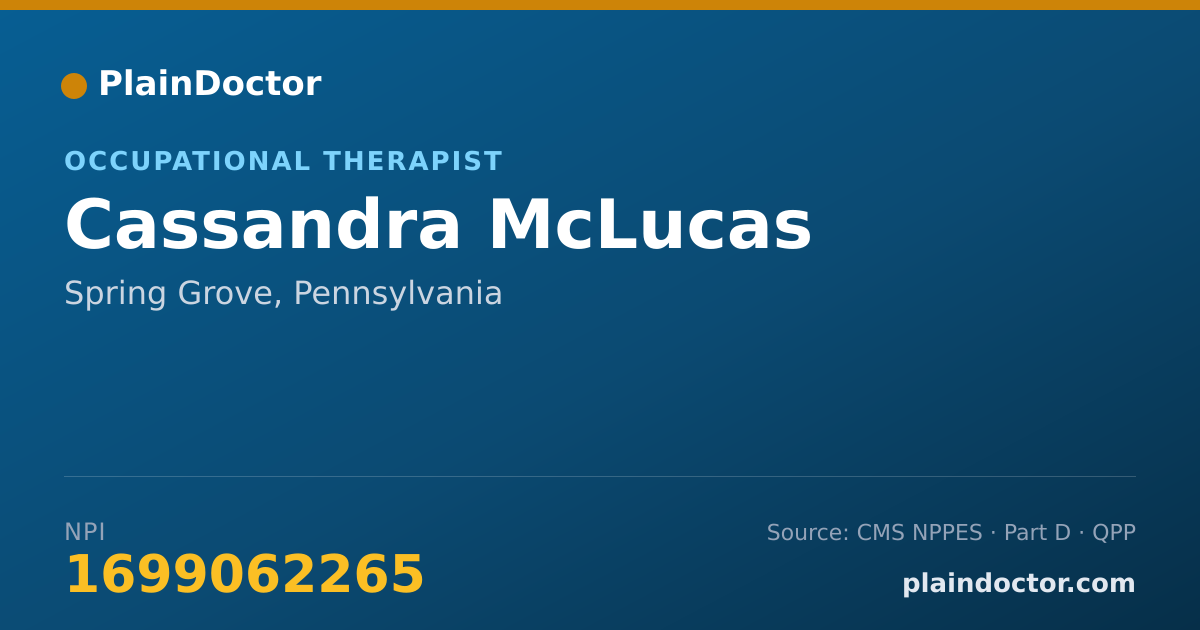 Shareable card for Cassandra McLucas - Occupational Therapist, Spring Grove, PA