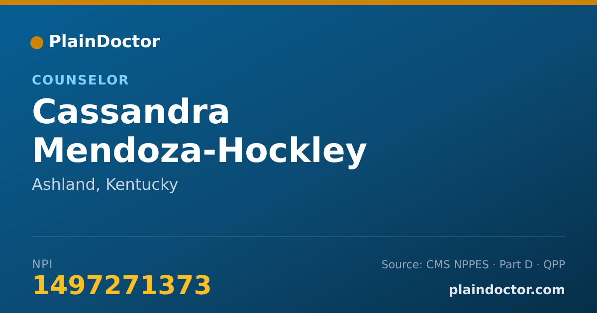 Shareable card for Cassandra Mendoza-Hockley - Counselor, Ashland, KY
