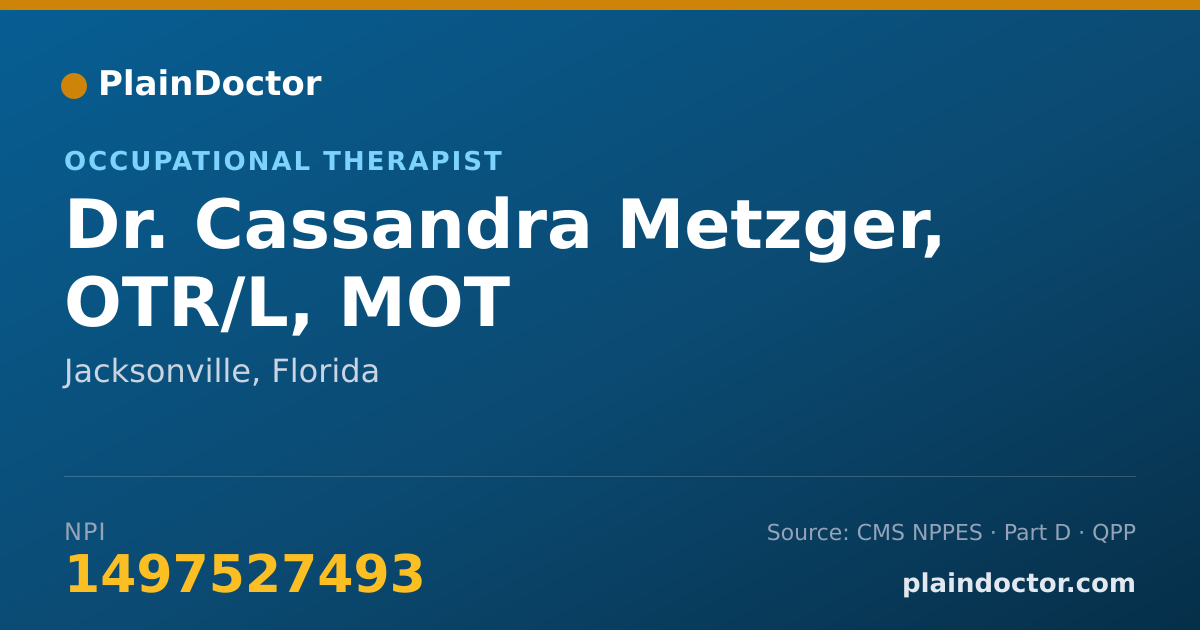 Shareable card for Cassandra Metzger, OTR/L, MOT - Occupational Therapist, Jacksonville, FL
