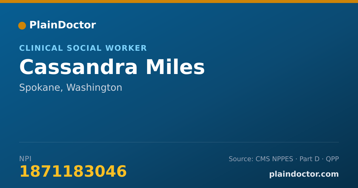 Shareable card for Cassandra Miles - Clinical Social Worker, Spokane, WA