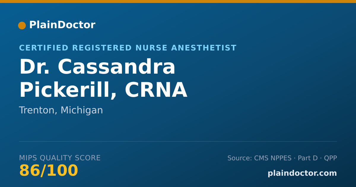 Shareable card for Cassandra Pickerill, CRNA - Certified Registered Nurse Anesthetist, Trenton, MI