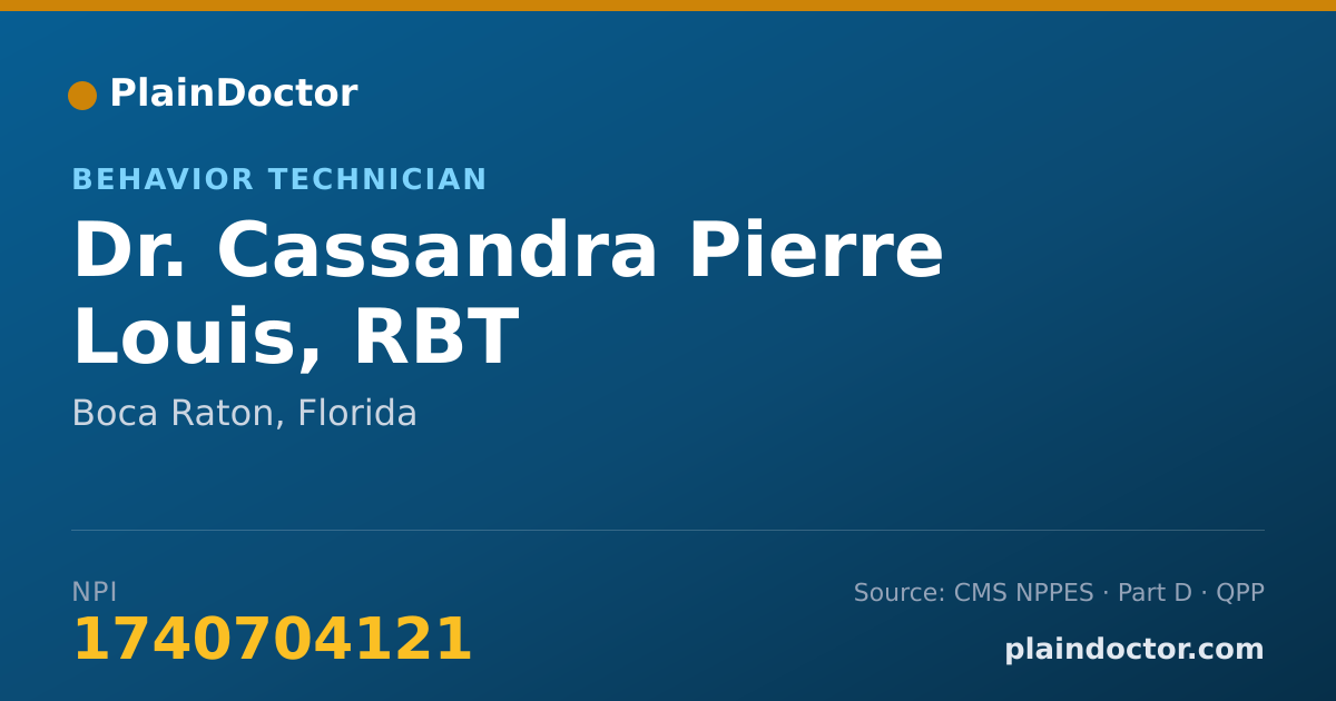 Shareable card for Cassandra Pierre Louis, RBT - Behavior Technician, Boca Raton, FL