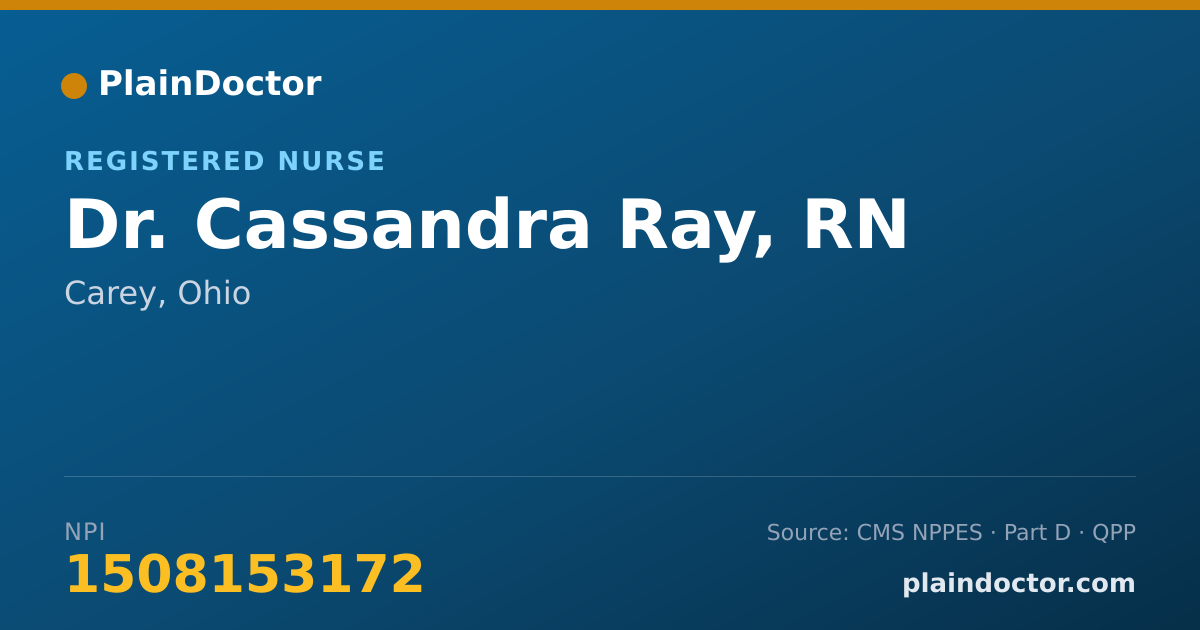 Shareable card for Cassandra Ray, RN - Registered Nurse, Carey, OH