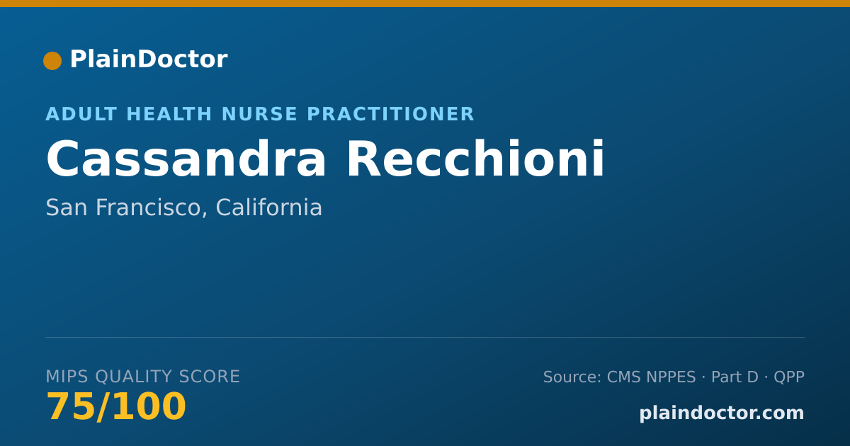 Shareable card for Cassandra Recchioni - Adult Health Nurse Practitioner, San Francisco, CA