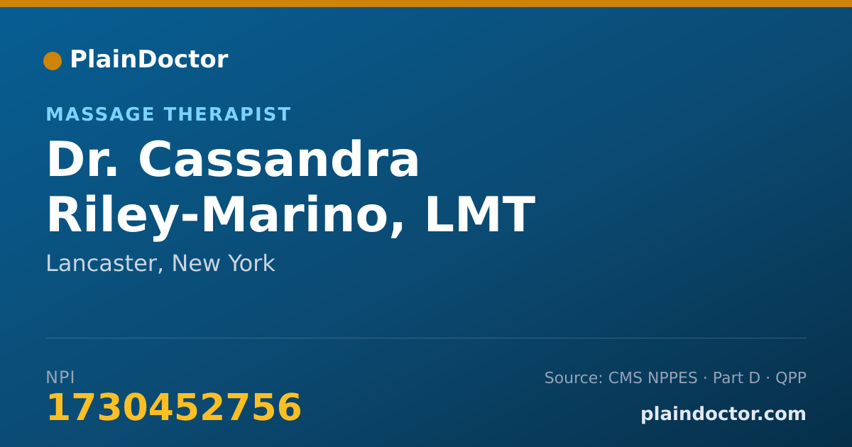 Shareable card for Cassandra Riley-Marino, LMT - Massage Therapist, Lancaster, NY