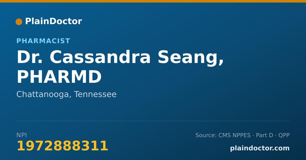 Shareable card for Cassandra Seang, PHARMD - Pharmacist, Chattanooga, TN