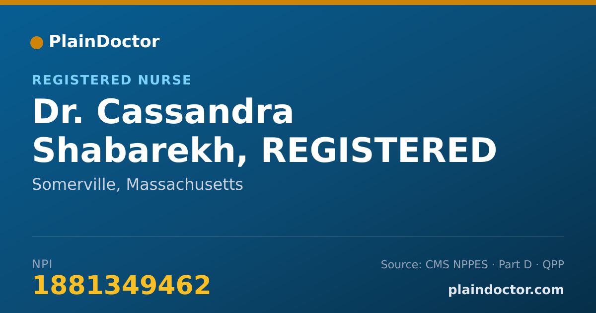 Shareable card for Cassandra Shabarekh, REGISTERED NURSE - Registered Nurse, Somerville, MA