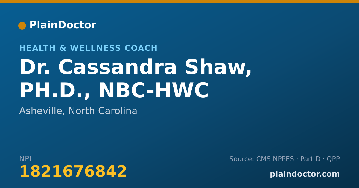 Shareable card for Cassandra Shaw, PH.D., NBC-HWC - Health & Wellness Coach, Asheville, NC
