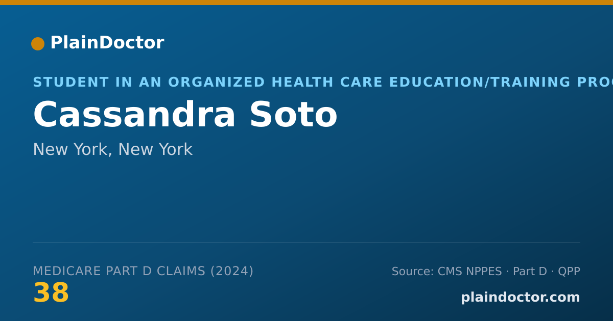 Shareable card for Cassandra Soto - Student in an Organized Health Care Education/Training Program, New York, NY