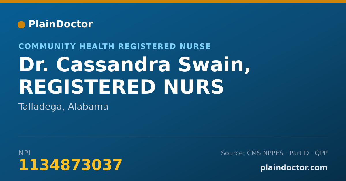 Shareable card for Cassandra Swain, REGISTERED NURS - Community Health Registered Nurse, Talladega, AL