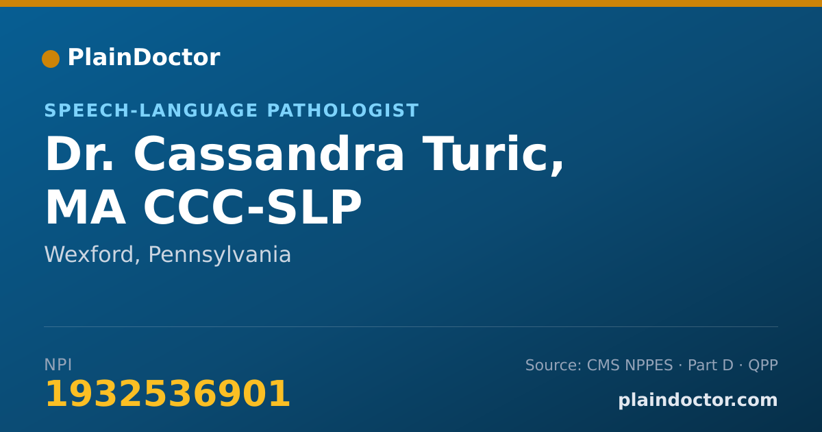 Shareable card for Cassandra Turic, MA CCC-SLP - Speech-Language Pathologist, Wexford, PA