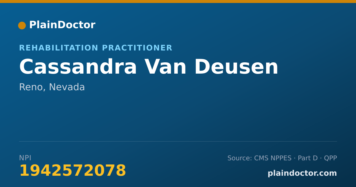 Shareable card for Cassandra Van Deusen - Rehabilitation Practitioner, Reno, NV
