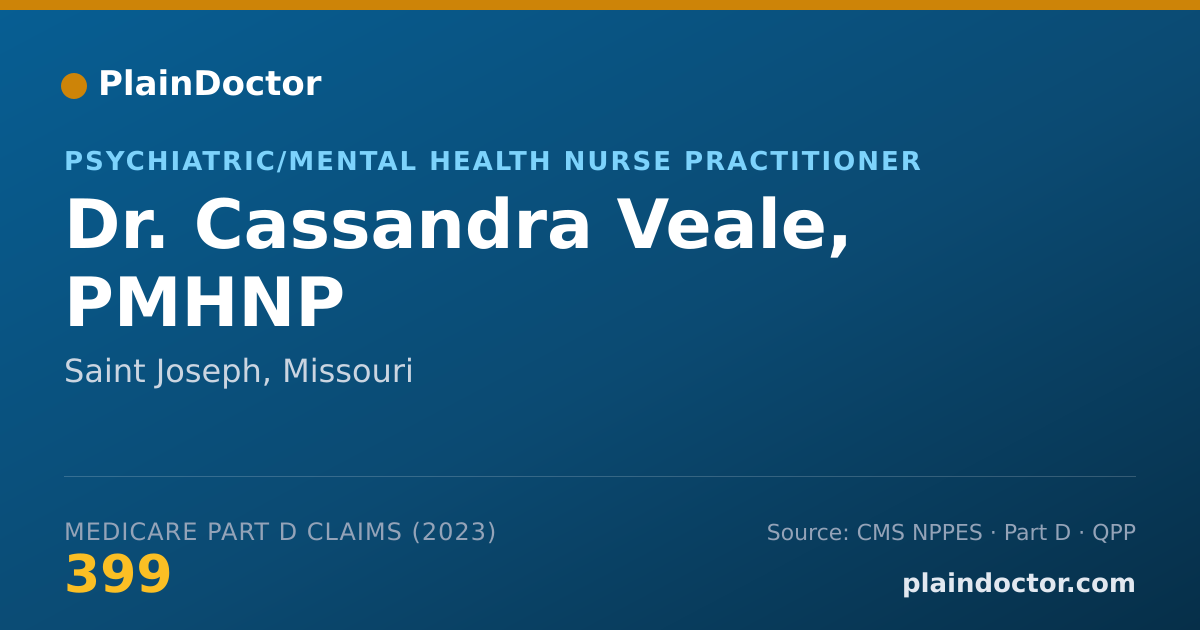 Shareable card for Cassandra Veale, PMHNP - Psychiatric/Mental Health Nurse Practitioner, Saint Joseph, MO