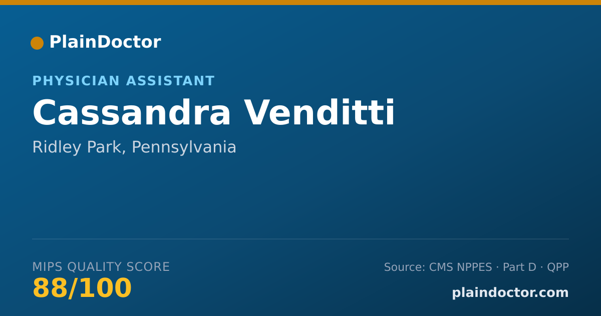 Shareable card for Cassandra Venditti - Physician Assistant, Ridley Park, PA