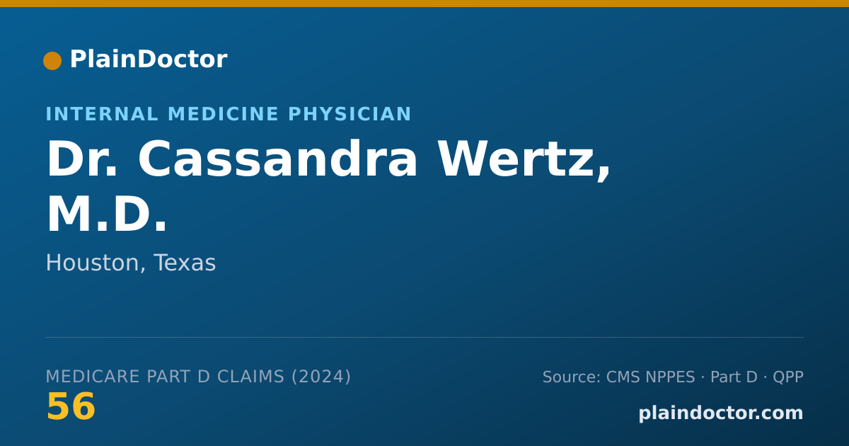 Shareable card for Cassandra Wertz, M.D. - Internal Medicine Physician, Houston, TX