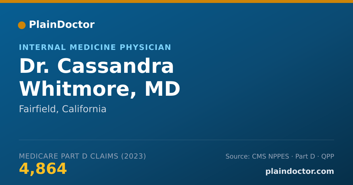 Shareable card for Cassandra Whitmore, MD - Internal Medicine Physician, Fairfield, CA