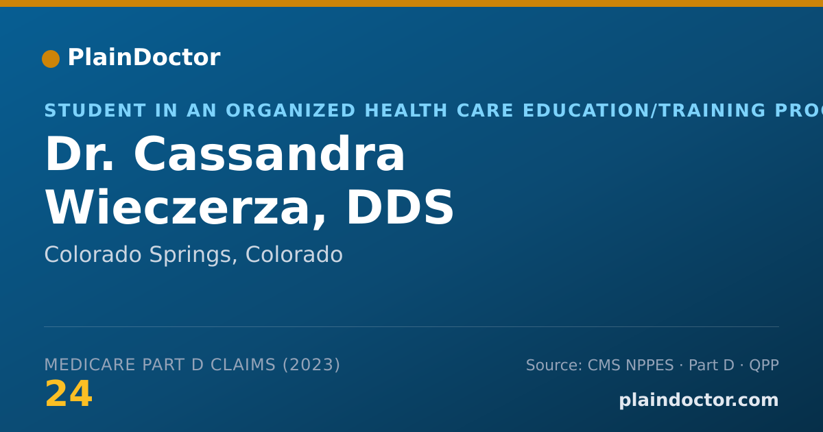 Shareable card for Cassandra Wieczerza, DDS - Student in an Organized Health Care Education/Training Program, Colorado Springs, CO