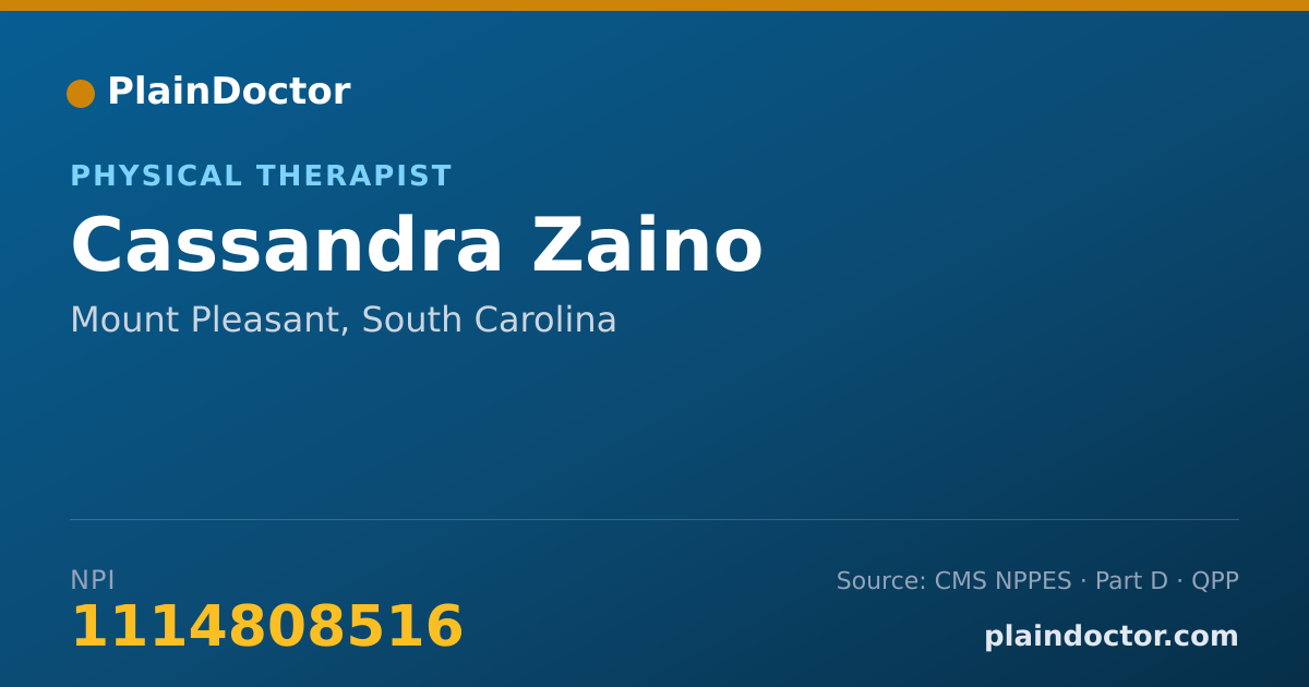 Shareable card for Cassandra Zaino - Physical Therapist, Mount Pleasant, SC
