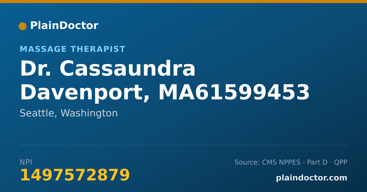 Shareable card for Cassaundra Davenport, MA61599453 - Massage Therapist, Seattle, WA