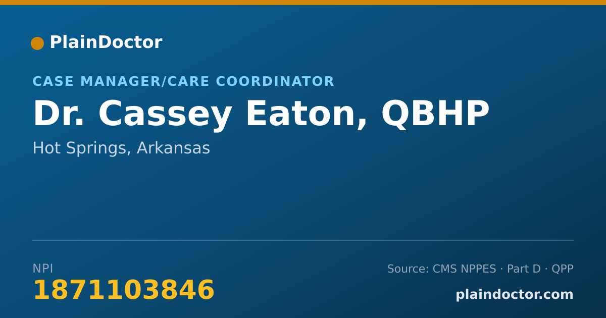 Shareable card for Cassey Eaton, QBHP - Case Manager/Care Coordinator, Hot Springs, AR
