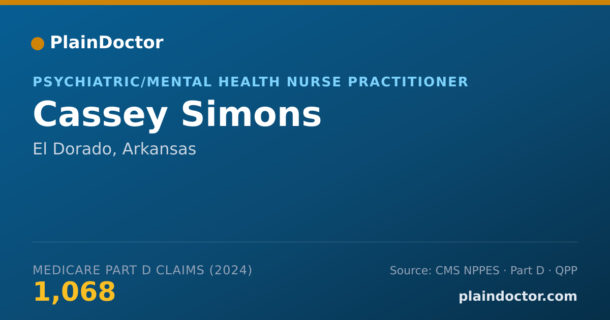 Shareable card for Cassey Simons - Psychiatric/Mental Health Nurse Practitioner, El Dorado, AR